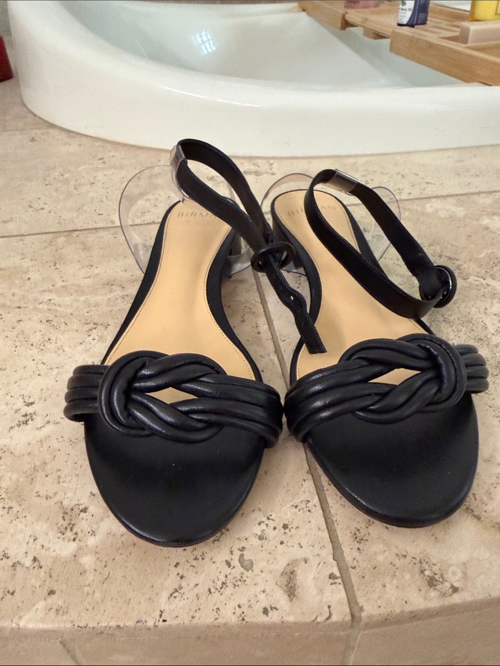 Alexandre Birman Black Knotted Leather Slingback Sandals - Picture 3 of 4